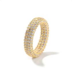 ZqlDDayUP Mode Iced Out Ring Pinky Ringe 18K Gold plattiert Verlobung Versprechen Hochzeit Eternity Ring Voll Iced Out Diamant Hochzeit Verlobungsring Ring für Männer Frauen von ZqlDDayUP