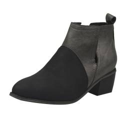 Cowboystiefel Damen Retro Plateau Stiefel Damen mit Absatz und Reisverschluß Kurze Ankle Boots Damenschuhe Chelsea Boots Halbstiefel Damen Winterstiefel Damen Cowboy Boots Schuhe Ankle Boots Shoes von Zshosam