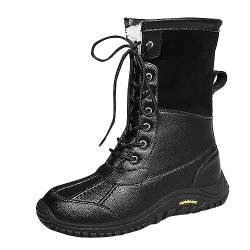 Damen Halbschaft Gefütterte Schneestiefel Fell Gefütterte Wasserdichte Snow Boots Winterstiefel Damen Winterschuhe Damen Trekkingschuhe Kurzschaft Stiefel Damen Schuhe Schneestiefel für Damen Winter von Zshosam