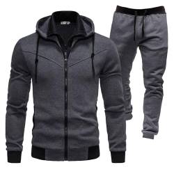 Trainingsanzug Herren Baumwolle Jogginganzug Herren Set Jogginganzug Herren Baumwolle Einfarbig Tracksuit Herren Kapuze Pullover Mit ReißVerschluss Lang Activewear Baggy Casual Herren Sportanzug von Zshosam