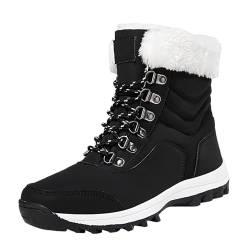 Winterstiefel Damen Gefüttert Winterschuhe Fell Gefütterte Plüsch Kurzschaft Snow Boots Winterstiefel Damen Trekkingschuhe Winterschuhe Damen Stiefel Damen Schnürstiefeletten Halbstiefel Schneestiefel von Zshosam