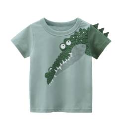 Zueauns Kinder T-Shirt Jungen Baumwolle Tshirt Casual Cartoon Druck Tops Kurzarm Tee Shirt Süß Karikatur Tier Muster Tops für 2-7 Jahre von Zueauns