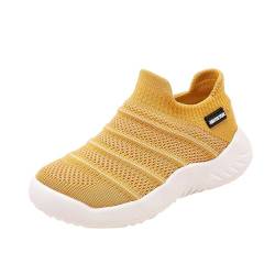 Jungen und Mädchen Trainers Kinder Sneaker Leicht Laufschuhe Outdoor Sportschuh Masche Atmungsaktiv Outdoor Turnschuhe Freizeit Sneaker Leicht Hallenschuhe Athletisch Shoes (Yellow, 22) von Zuoyue