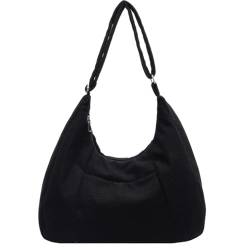 ZwaitL Schultertasche für Damen, Cord-Umhängetasche für Damen und Herren, Crossbody-Tasche mit verstellbarem Riemen, großes Fassungsvermögen, Umhängetasche für den täglichen Gebrauch, Schwarz von ZwaitL