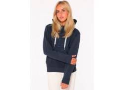 Hoodie ZWILLINGSHERZ "Strand Meer Küste" Gr. XS, blau (marine) Damen Sweatshirts mit gleichfarbig gesticktem Ankermotiv von Zwillingsherz