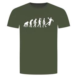 Evolution Handball T-Shirt - Handballer Handballspiel Werfen Sprungwurf Militär Grün XL von absenda