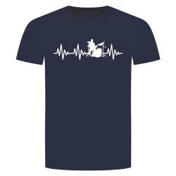 Herzschlag Schlagzeug T-Shirt - EKG Drum Trommel Becken Stock Stick Navy Blau M von absenda