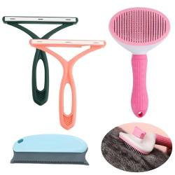 Katzenbürste,4er-Pack,Hundebürste,pet Knitting Comb, Pflege Bürste Katze,Glättungsbürste für Verfilztes Haar zur Haustiermassage,Hundebürste Langhaar Kleine Hunde von aeaean