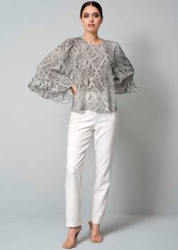 Bluse mit Volant am Ärmel von alba moda