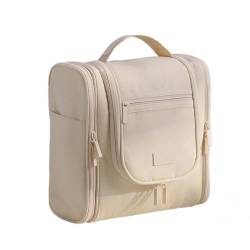 alloneslife Reise-Kulturbeutel, wasserdichte Make-up-Tasche, vielseitiger Reise-Kulturbeutel, wasserdicht, zum Aufhängen, für Damen und Herren, große Kapazität, Kosmetiktasche, beige, As shown von alloneslife