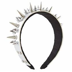 amangul Stirnband mit Stacheln, Gothic-Stil, Nieten-Stirnband, Rock-Stirnband für Herren, Punk-Stirnband, Steampunk-Leder, mit Stacheln (weiß) von amangul