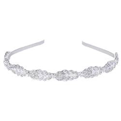 amangul Strass-Stirnband für Damen, Junggesellinnenabschied, Kopfbedeckung, Hochzeit, Haarreif, Musikfestival, elegantes Kronstück, Haarreif (Einheitsgröße, Silber) von amangul