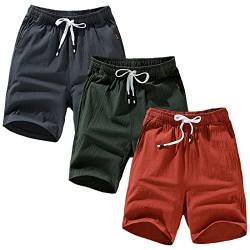 amropi Herren 3er Pack Cargo Shorts Kurze Hose Sommer Bermuda Short mit Taschen Grau Grün Orange,3XL von amropi