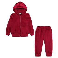 amropi Mädchen Trainingsanzug Velour Kapuzenpullover und Hose Jogginganzug Sportanzug Burgund,9-10 Jahre von amropi