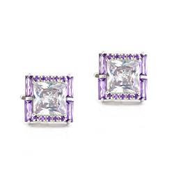 Jewelry Herren-Manschettenknöpfe, europäisch und amerikanisch, violett, quadratisch, Kristall-Manschettenknöpfe, vielseitige Manschettenknöpfe von asdchZen