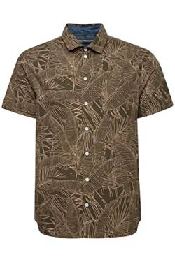 Blend 20715455 Shirt Herren Kurzarmhemd Herrenhemd Hemd Regular Fit Club-Kragen Blumen-Muster Hochwertige Baumwoll-Qualität, Größe:XL, Farbe:Forest Night (190414) von b BLEND