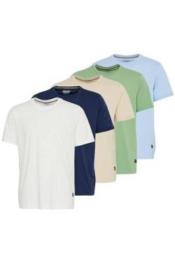 Blend BHTee Herren 5-Pack T-Shirts Shirts Kurzarm Basic Rundhals Multipack Regular fit, Größe:L, Farbe:WhitOyesMistletCashmDresBl (204188) von b BLEND