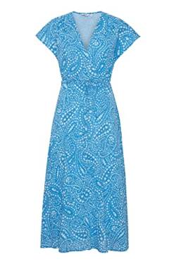 b.young BYIMILLA Dress Damen Freizeitkleid Kleid mit überlappenden Halsausschnitt und Schnürung an der Taille, Größe:36, Farbe:Ibiza Blue Mix (201819) von b.young