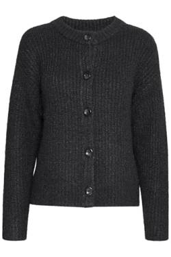 b.young BYMILLER Cardigan Damen Strickjacke Strick Cardinan kontrastfarbene Knöpfe Regular fit, Größe:S, Farbe:Black (200451) von b.young