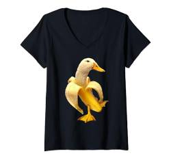 Damen Bananen-Ente T-Shirt mit V-Ausschnitt von banana duck