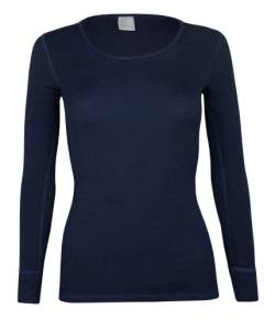 banora Wolle-Seide-Unterhemd für Damen mit langem Arm (Longsleve/Langarmunterhemd/Shirt) (Gr. S, Farbe: marine) von banora