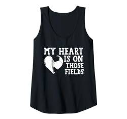 Damen Mein Herz ist auf diesen Feldern Softball Tank Top von baseball & softball player Gift