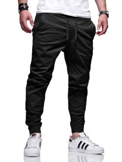 behype. Herren Hose Chino Jogger Jeans Chinohose Cargohose Freizeithose Gummibund Stretch BH_C-33-Black-W31 von behype.