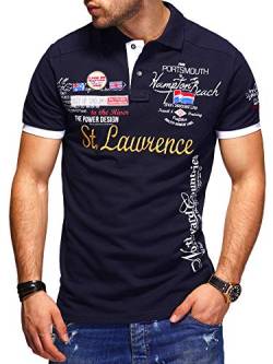 behype. Herren Kurzarm Polo-Shirt Bedruckt 20-0001 Navy M von behype.