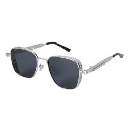 besbomig Retro Steampunk Sonnenbrille für Damen Herren, Vintage Quadratisch Sonnenbrille Polarisiert Sonnenbrillen Eckig UV400 Schutz Quadrat Brille von besbomig