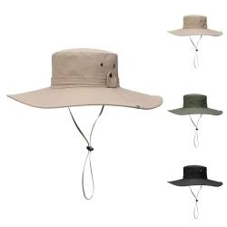 bgyujn Outdoor-Sportarten Fischerhut mit Großer Krempe Männer Frauen Sonnenschutz Sonnenhut Wandern Camping Reisen Angeln Bergsteigen Fischerhut Faltbar Tragbar Outdoor Sommerhut (Khaki, One Size) von bgyujn