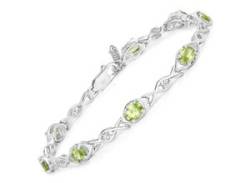 Armband VIRA JEWELS "925-Sterling Silber rhodiniert Glänzend Peridot grün" Armbänder Gr. 19cm, Silber 925 (Sterlingsilber), weiß Damen