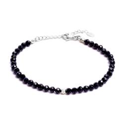 Bergerlin - Onyx Armband Naturstein Perlen Armband mit Verschluss (Achat farblich beh.) - Edelstein Heilstein Naturschmuck