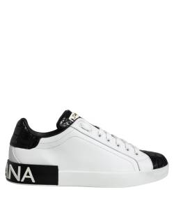 Dolce & Gabbana Black Leather Logo Portofino Sneaker Shoes von Dolce & Gabbana