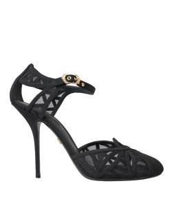 Dolce & Gabbana Schwarz Mesh Knöchelriemen Heels Sandalen Schuhe von Dolce & Gabbana