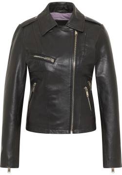 Mustang Damen Lederjacke im Bikerstil schwarz