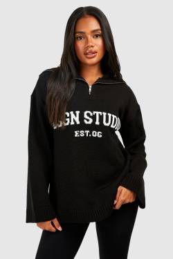 Dsgn Studio Oversize Pullover Mit Reißverschluss - Black - L, Black von boohoo