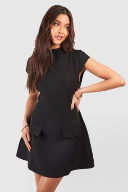 Hochgeschlossenes Strukturiertes Minikleid - Black - 40, Black von boohoo