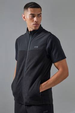 Man Active Fleece-Weste - Black - M, Black von boohoo