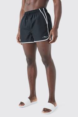 Man Signature Badehose - Black - S, Black von boohoo