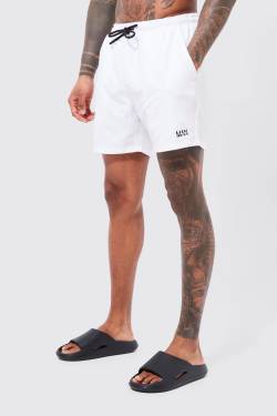 Mittellange Original Man Badehose - White - Xs, White von boohoo