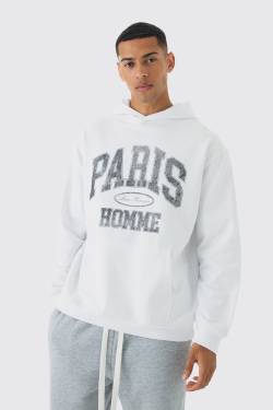 Oversize Hoodie Mit Paris Print - White - M, White von boohoo