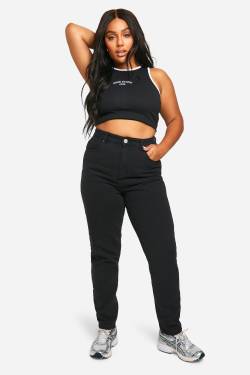 Plus Mom-Jeans Mit Hohem Bund - Washed Black - 50, Washed Black von boohoo