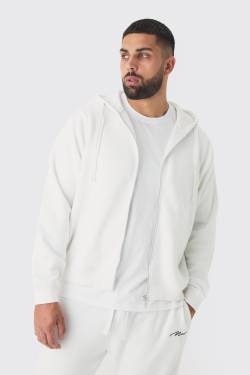 Plus Weißer Basic Hoodie Mit Reißverschluss - White - Xxxxxl, White von boohoo