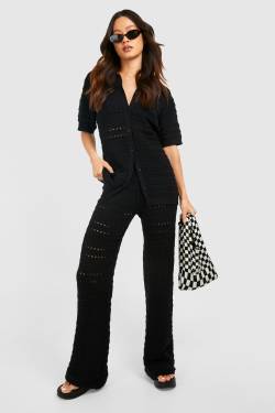 Tall Hemd Und Hose Mit Weitem Bein - Black - 38, Black von boohoo