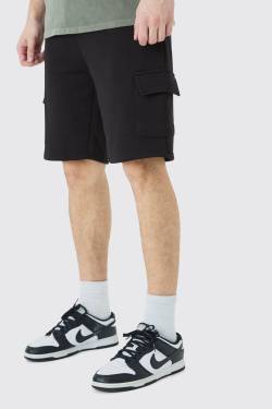 Tall Lockere Cargo Jersey-Shorts - Black - S, Black von boohoo