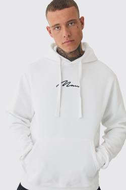 Tall Weißer Basic Man Signature Hoodie - White - M, White von boohoo