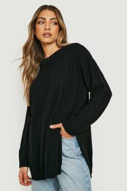 Tunika-Pullover Mit Seitenschlitz - Black - M, Black von boohoo