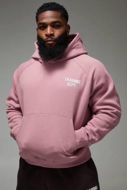 Kastiger Man Active Training Dept Hoodie - Rosa - XXXXL, Rosa von boohooman