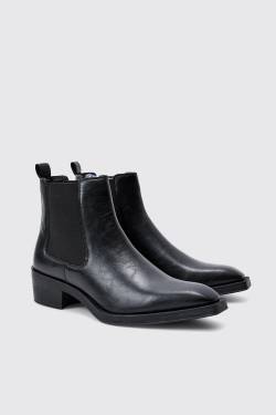 Mens Chelsea-Stiefel im Western-Style - Schwarz - 41, Schwarz von boohooman