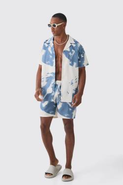 Mens Hemd & Badehose mit Gesichts-Print - Ecru - M, Ecru von boohooman